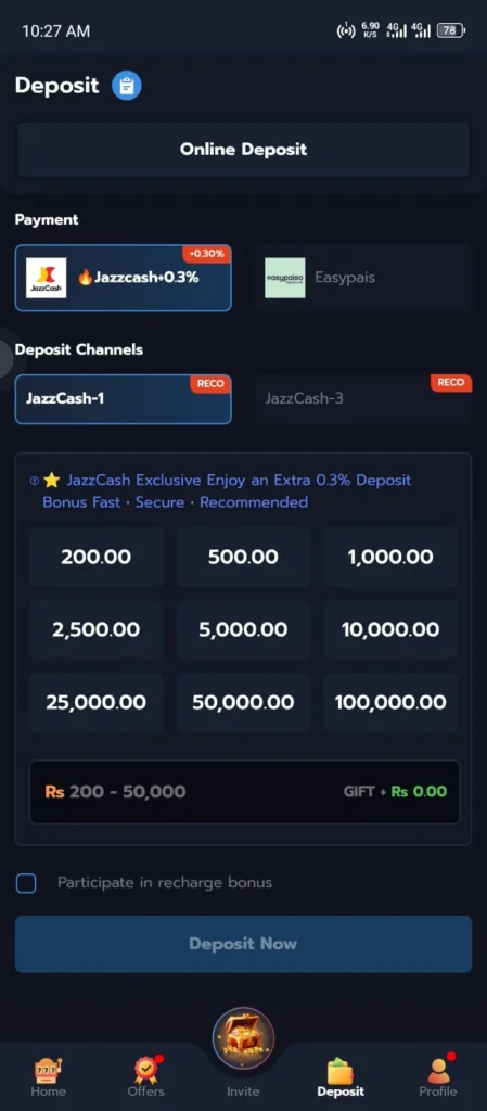 67UU Game Deposit